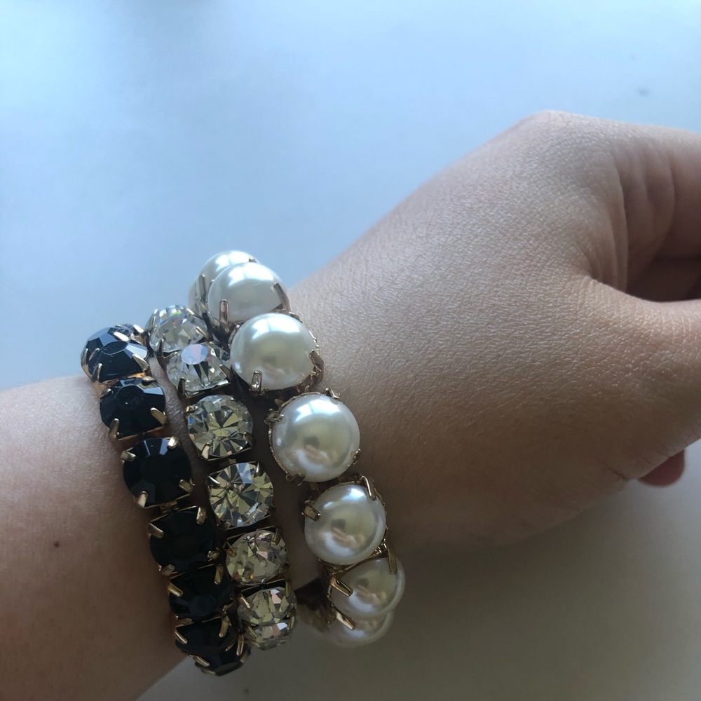 Bebe set of 3 bracelets pearl black silver